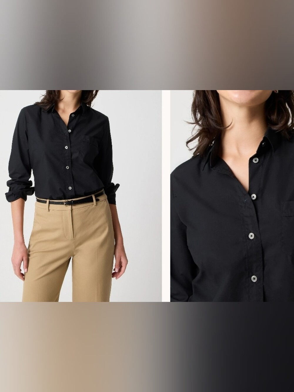 Women J CREW Black Dress Bottom Down Shirt